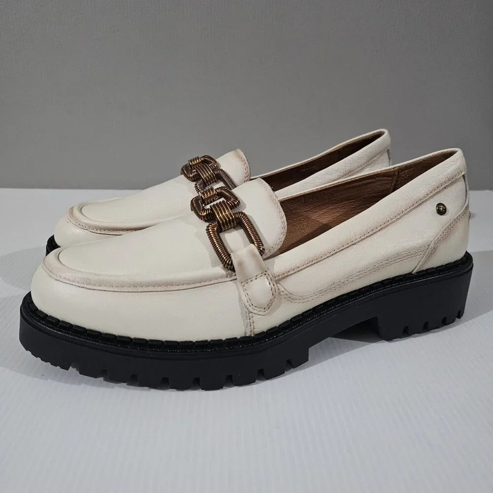 Pikolinos Aviles Chunky Platform Chain Loafer Nata Cream Leather EU Size 41